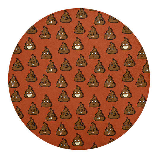 Poop Emoticons Pattern Print Round Blanket