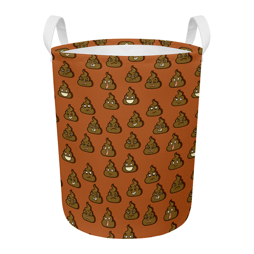 Poop Emoticons Pattern Print Round Laundry Basket