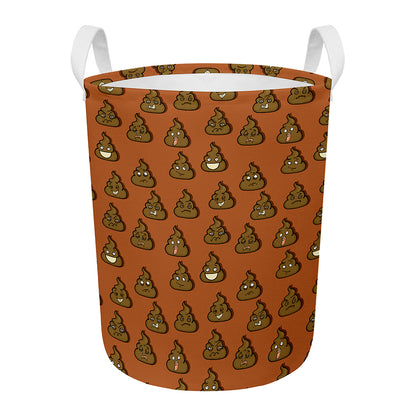 Poop Emoticons Pattern Print Round Laundry Basket