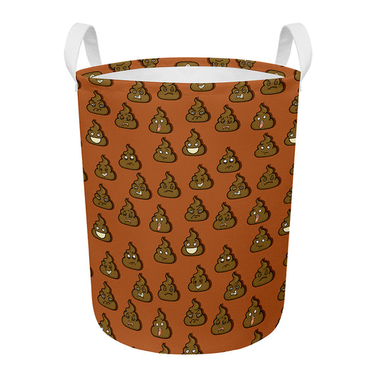Poop Emoticons Pattern Print Round Laundry Basket
