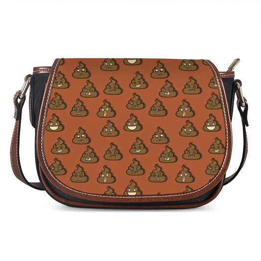 Poop Emoticons Pattern Print Saddle Bag