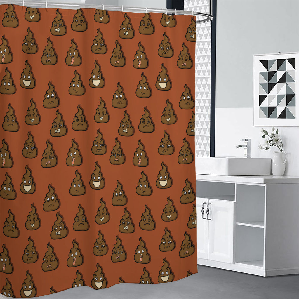 Poop Emoticons Pattern Print Shower Curtain