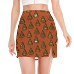 Poop Emoticons Pattern Print Side Slit Mini Skirt