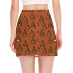 Poop Emoticons Pattern Print Side Slit Mini Skirt