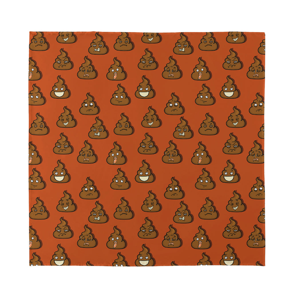 Poop Emoticons Pattern Print Silk Bandana
