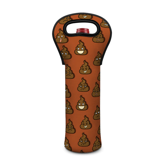 Poop Emoticons Pattern Print Single Neoprene Wine Tote