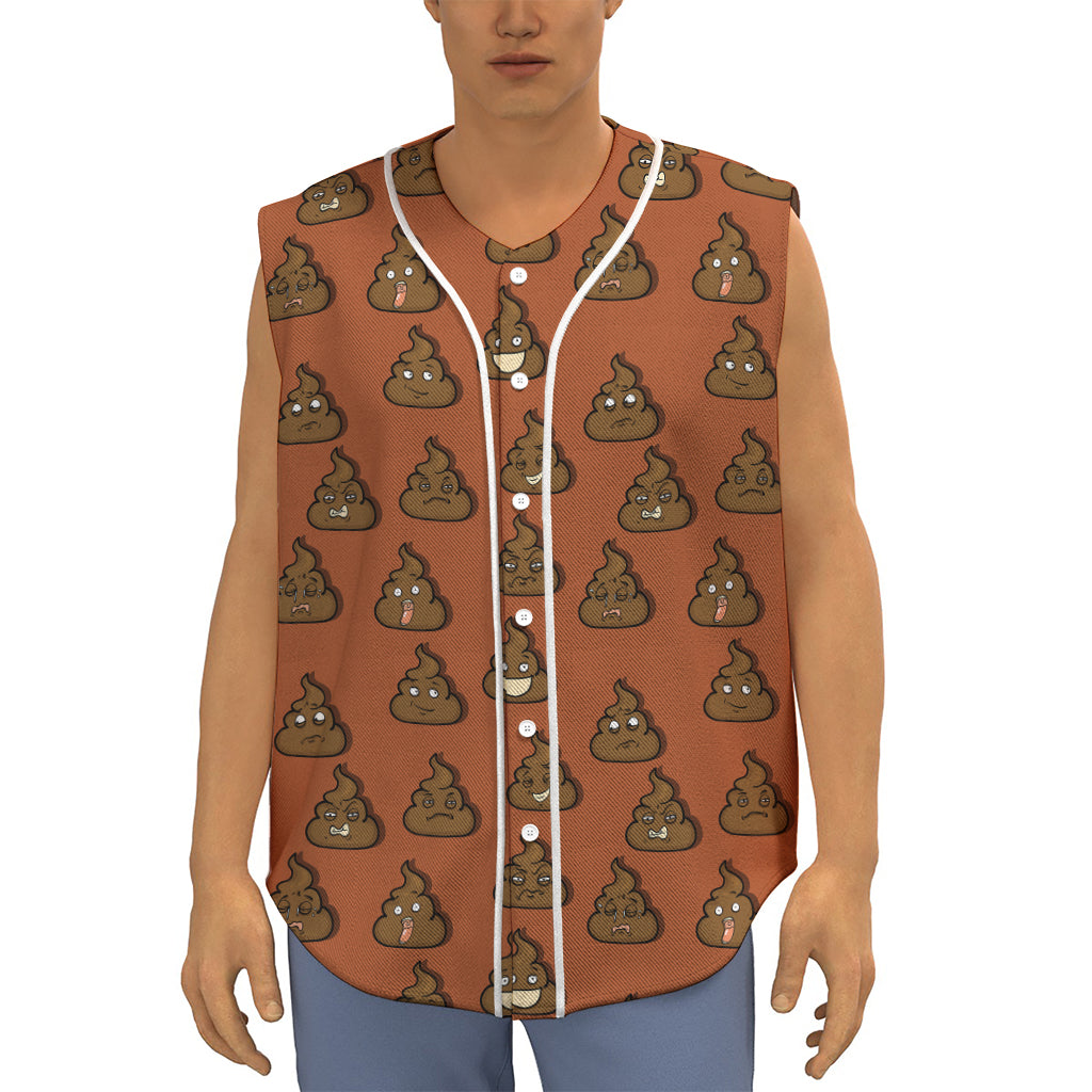 Poop Emoticons Pattern Print Sleeveless Baseball Jersey