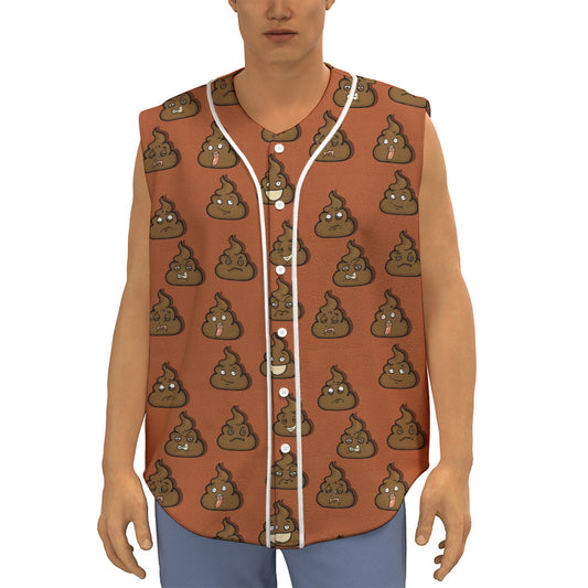 Poop Emoticons Pattern Print Sleeveless Baseball Jersey