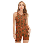 Poop Emoticons Pattern Print Sleeveless One Piece Swimsuit