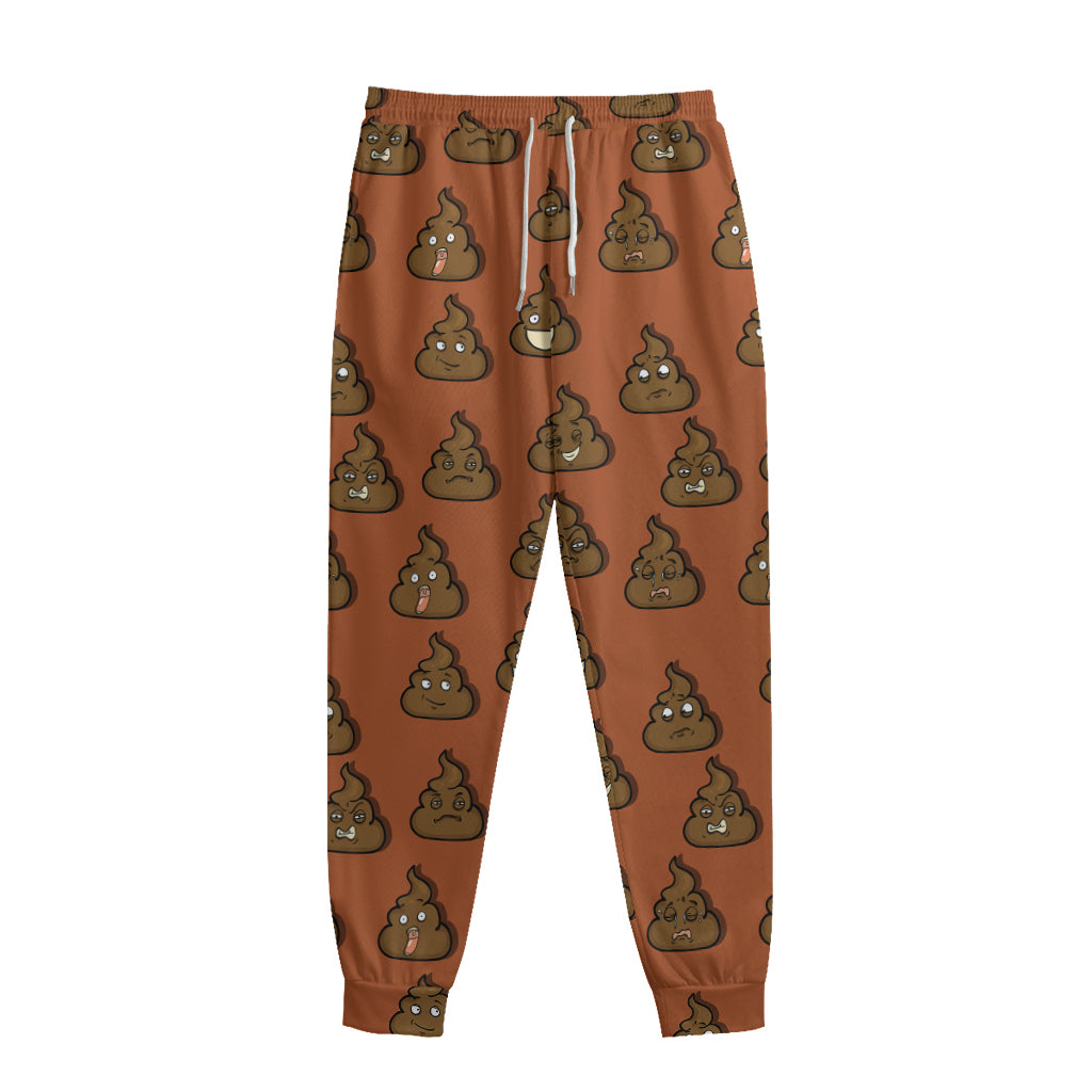 Poop Emoticons Pattern Print Sweatpants
