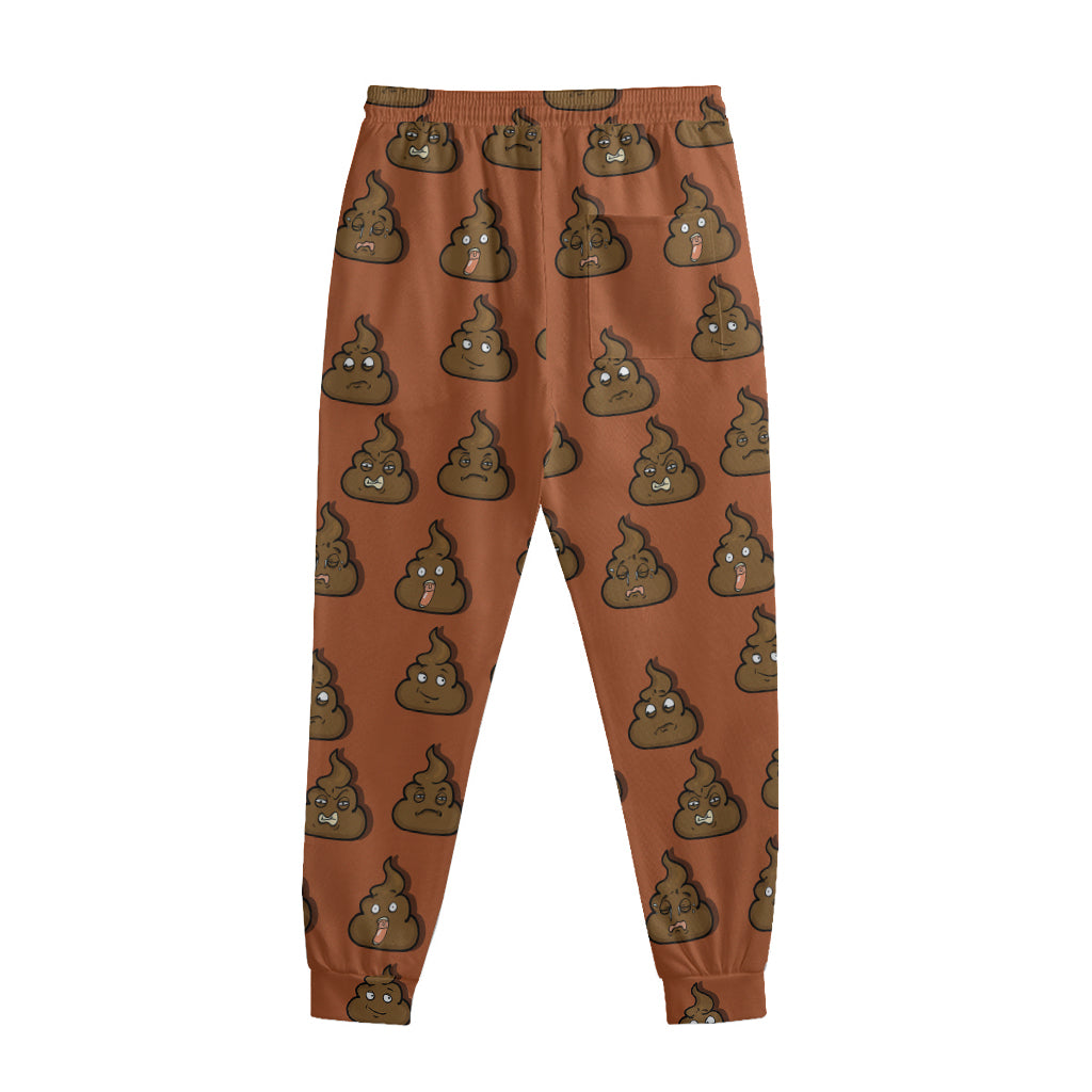 Poop Emoticons Pattern Print Sweatpants