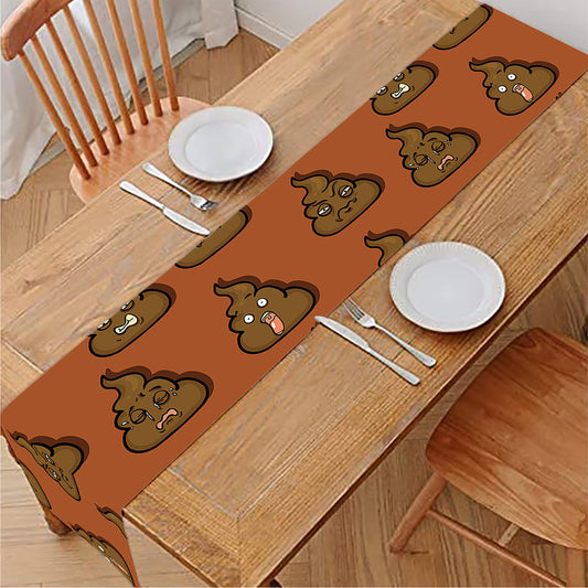 Poop Emoticons Pattern Print Table Runner