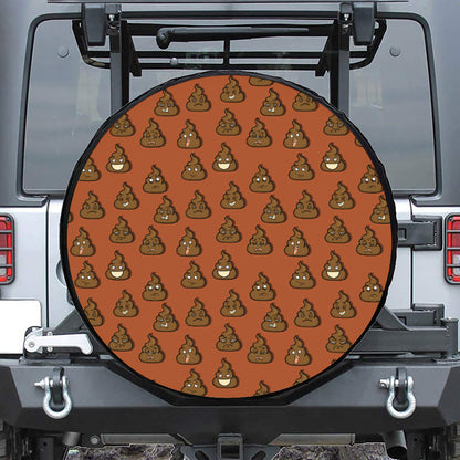 Poop Emoticons Pattern Print Tire Cover