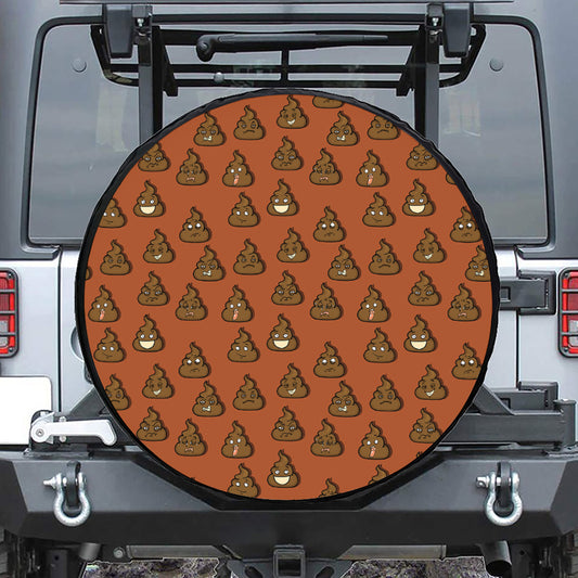 Poop Emoticons Pattern Print Tire Cover