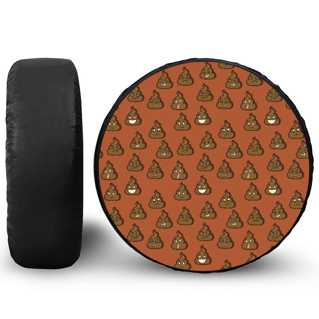 Poop Emoticons Pattern Print Tire Cover