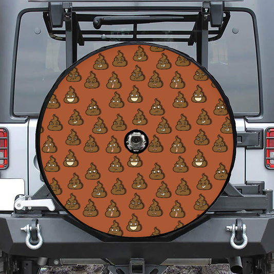 Poop Emoticons Pattern Print Tire Cover With Camera Hole