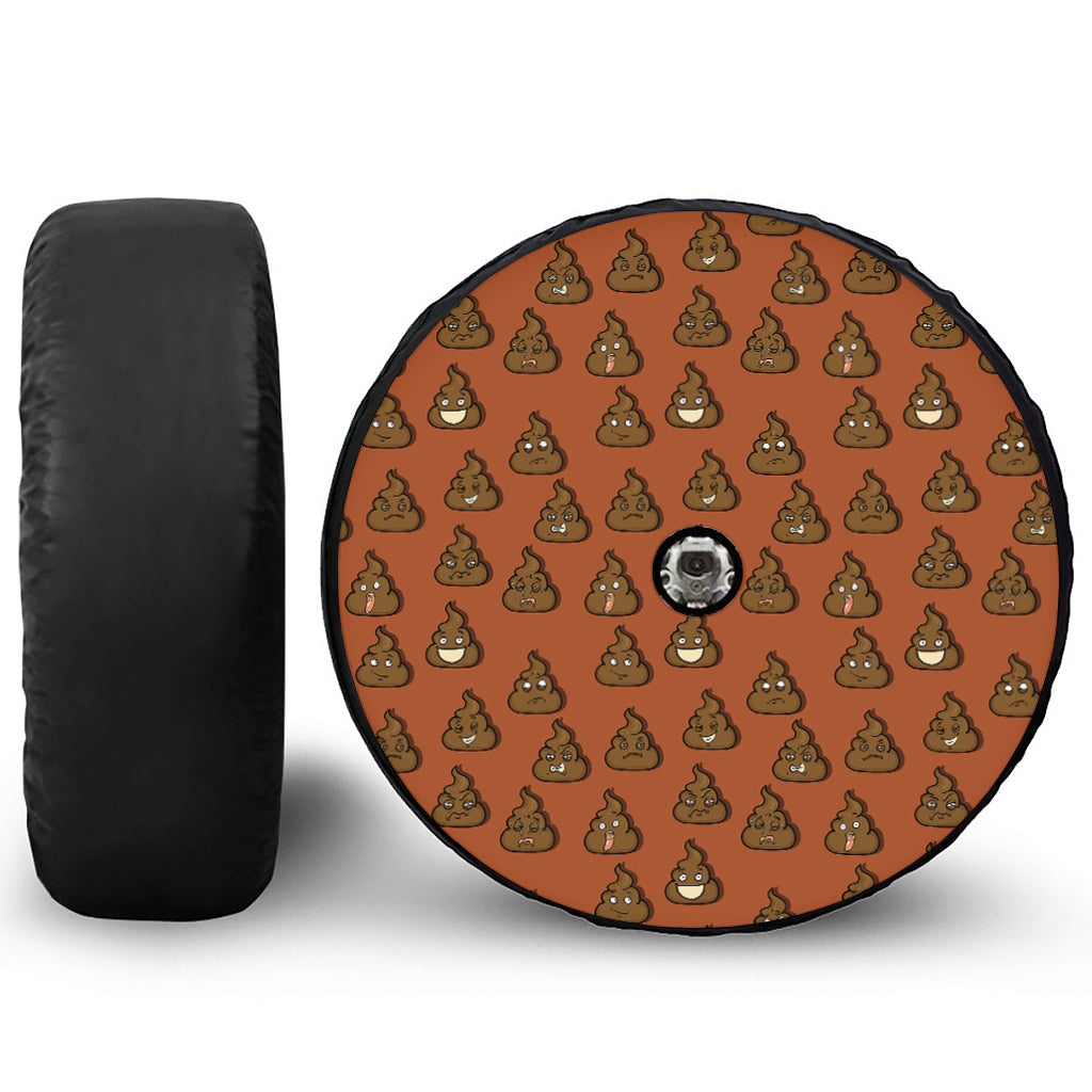 Poop Emoticons Pattern Print Tire Cover With Camera Hole