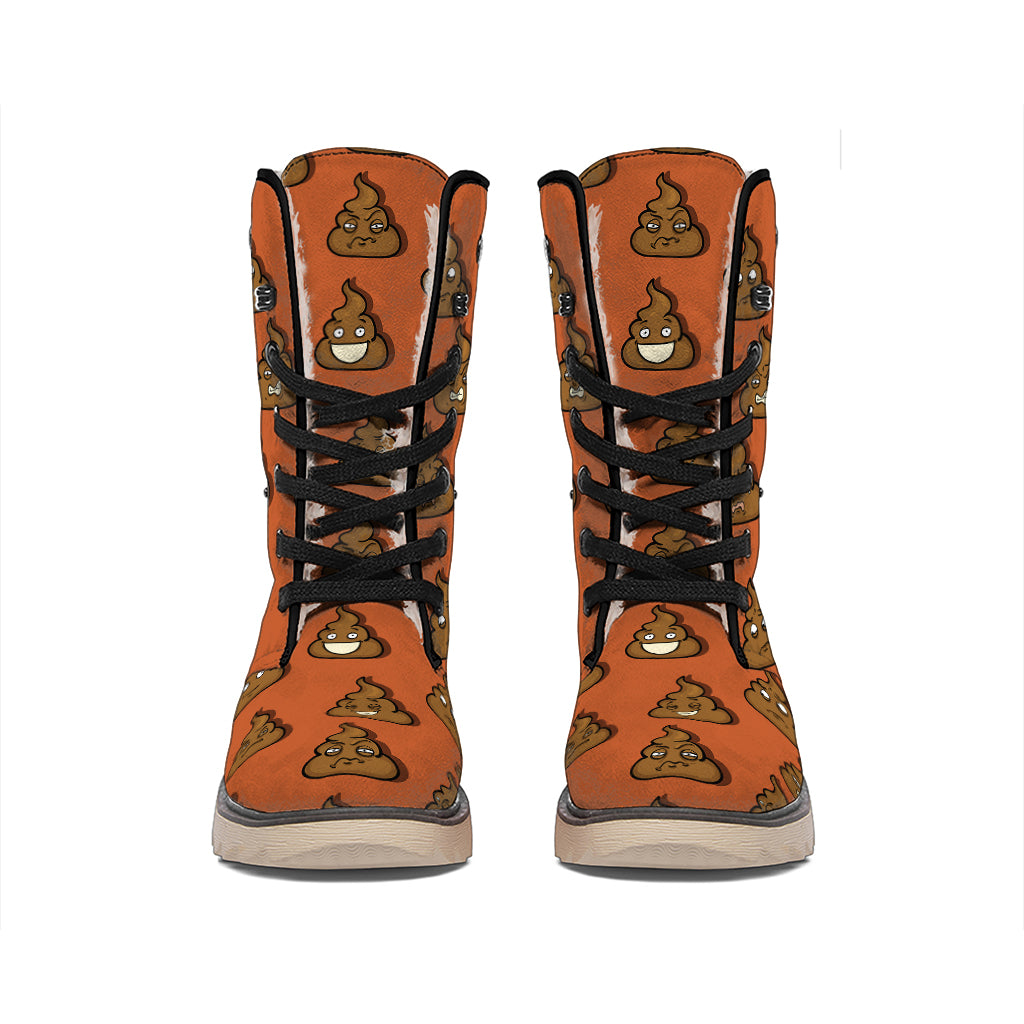 Poop Emoticons Pattern Print Winter Boots