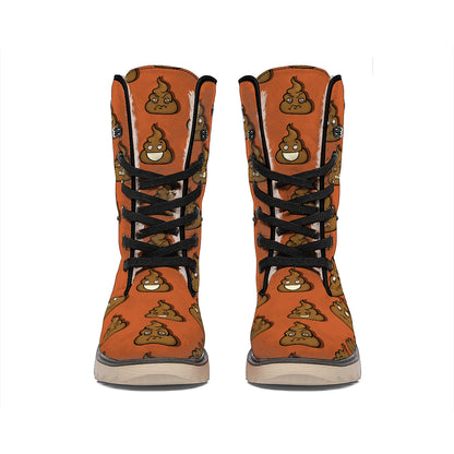 Poop Emoticons Pattern Print Winter Boots