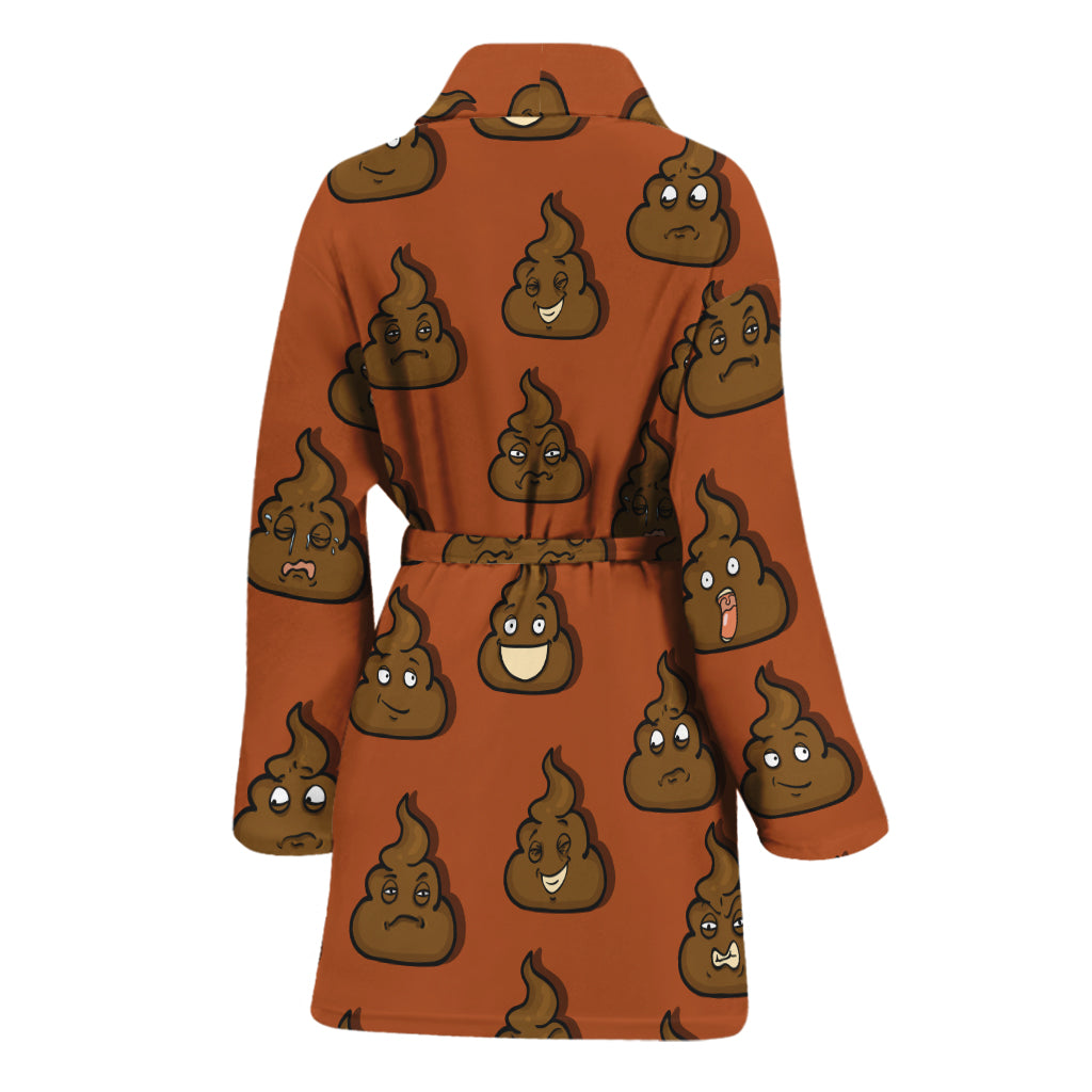 Poop Emoticons Pattern Print Women's Bathrobe