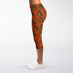 Poop Emoticons Pattern Print Women's Capri Leggings