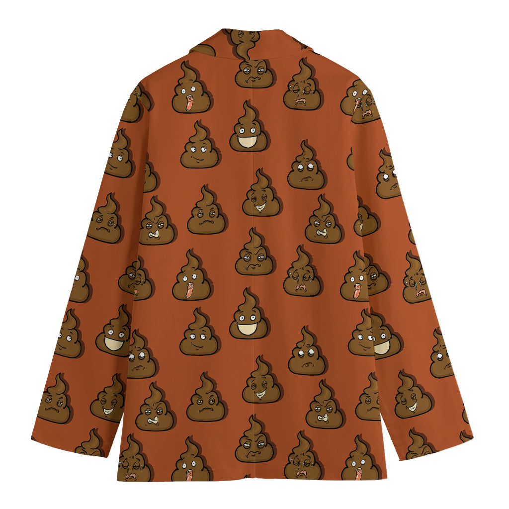 Poop Emoticons Pattern Print Women's Cotton Blazer