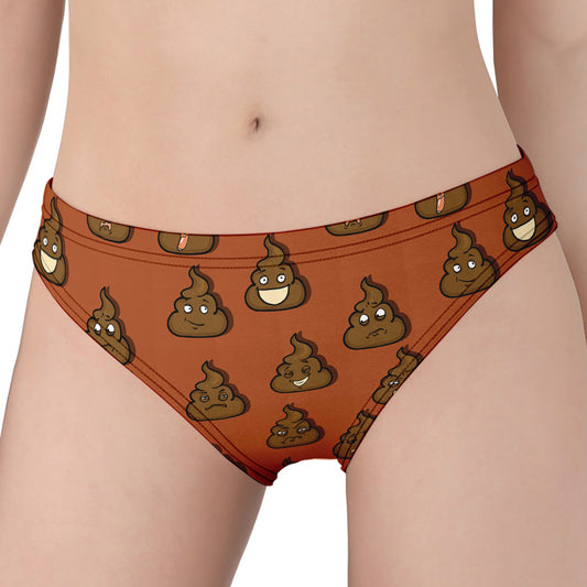 Poop Emoticons Pattern Print Women's Panties