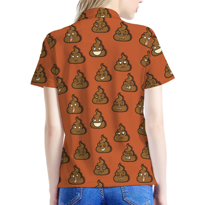 Poop Emoticons Pattern Print Women's Polo Shirt