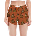 Poop Emoticons Pattern Print Women's Split Running Shorts