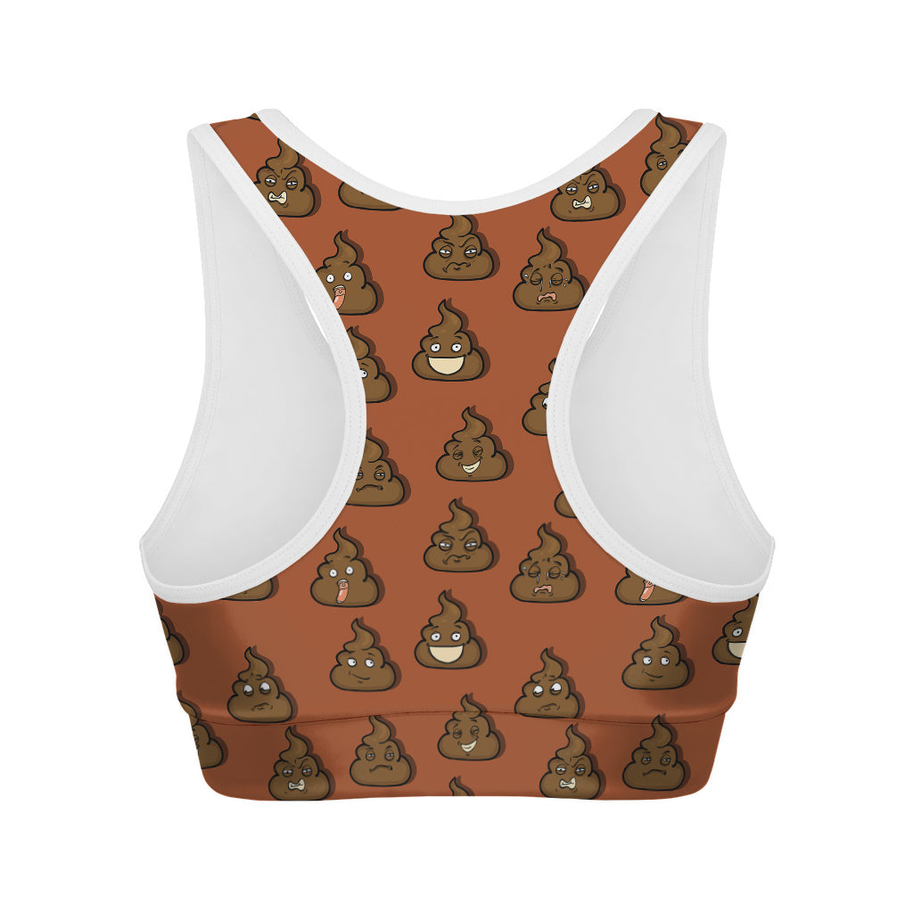 Poop Emoticons Pattern Print Women's Sports Bra