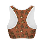Poop Emoticons Pattern Print Women's Sports Bra