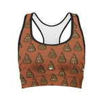 Poop Emoticons Pattern Print Women's Sports Bra