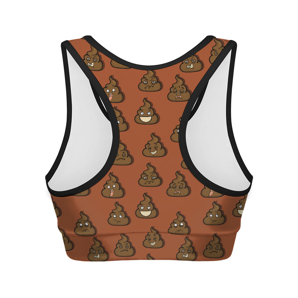 Poop Emoticons Pattern Print Women's Sports Bra