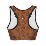 Poop Emoticons Pattern Print Women's Sports Bra