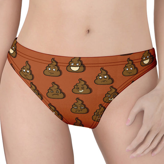 Poop Emoticons Pattern Print Women's Thong