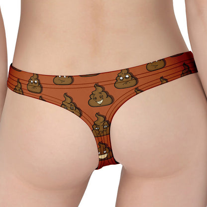 Poop Emoticons Pattern Print Women's Thong