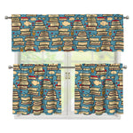 Pop Art Books Pattern Print 3 Piece Kitchen Curtains