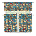 Pop Art Books Pattern Print 3 Piece Kitchen Curtains