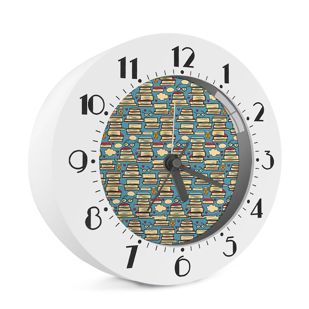 Pop Art Books Pattern Print Alarm Clock