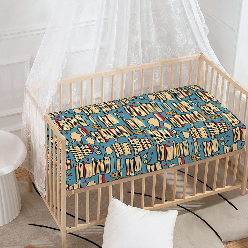 Pop Art Books Pattern Print Baby Crib Sheet