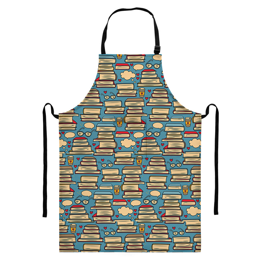 Pop Art Books Pattern Print Bib Apron With Pocket