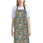 Pop Art Books Pattern Print Bib Apron With Pocket