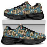 Pop Art Books Pattern Print Black Chunky Shoes