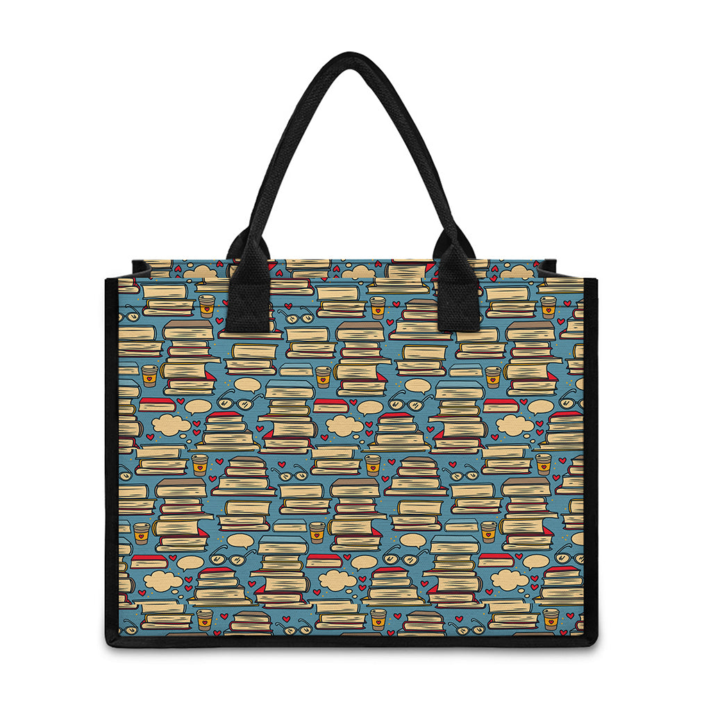 Pop Art Books Pattern Print Canvas Tote Bag