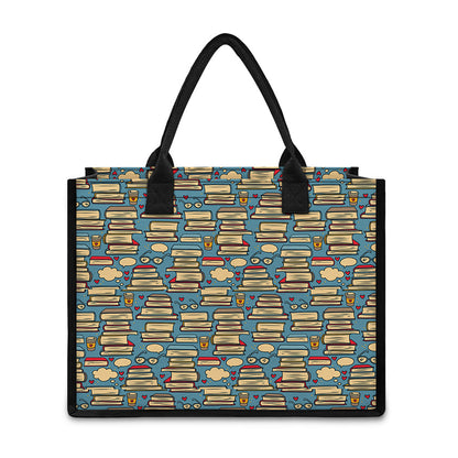 Pop Art Books Pattern Print Canvas Tote Bag