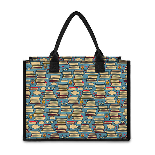 Pop Art Books Pattern Print Canvas Tote Bag