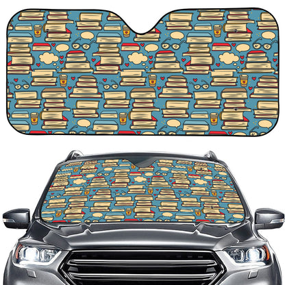 Pop Art Books Pattern Print Car Windshield Sun Shade