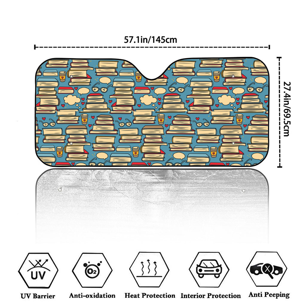 Pop Art Books Pattern Print Car Windshield Sun Shade