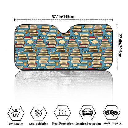Pop Art Books Pattern Print Car Windshield Sun Shade