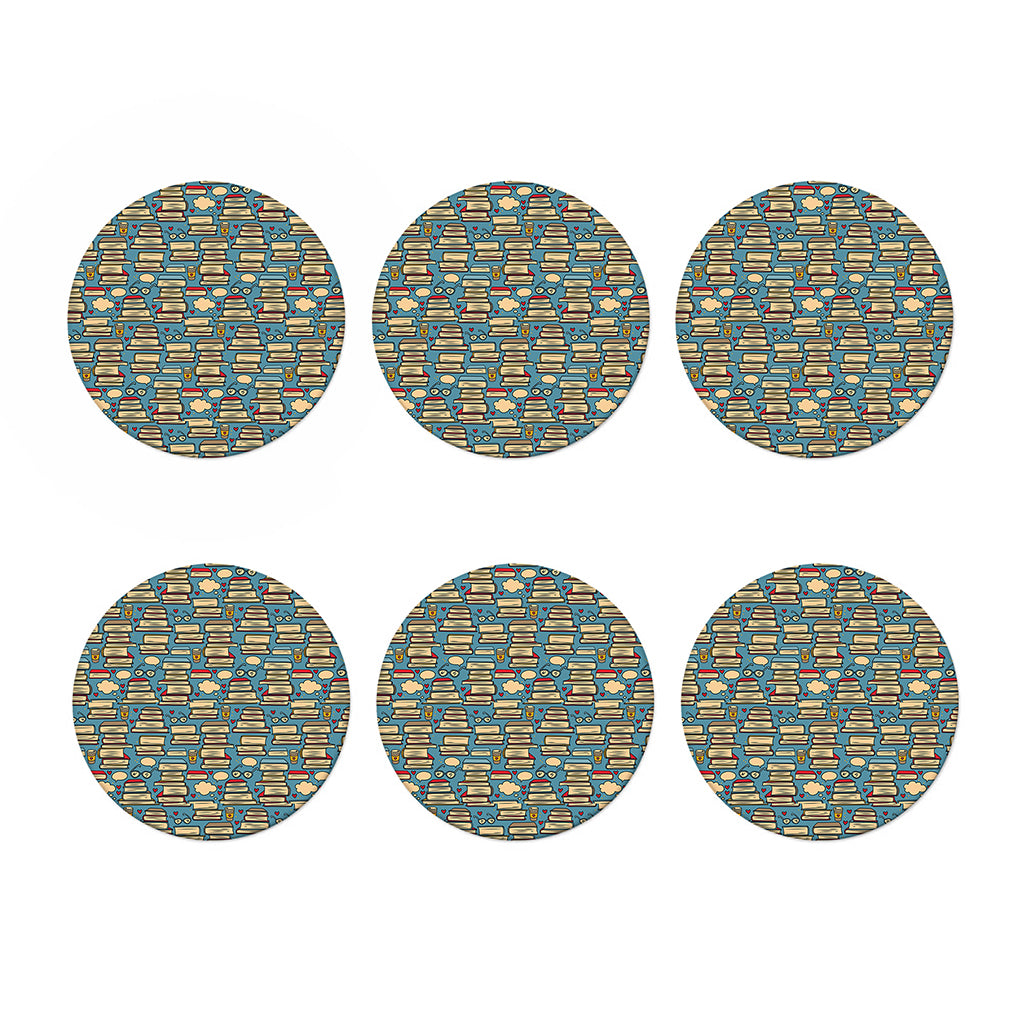 Pop Art Books Pattern Print Coaster Set